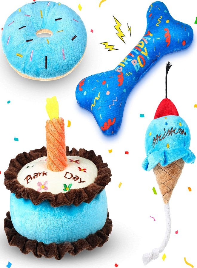 مجموعة ألعاب عيد ميلاد الكلاب من جيلي آرتش، 4 قطع، ألعاب تصدر صوتاً، هدية مثالية لحفلات أعياد ميلاد الكلاب، ألعاب محشوة للمضغ، هدية رائعة للجراء من الجنسين، مناسبة للحيوانات الأليفة الصغيرة والمتوسطة والكبيرة. - Image 1